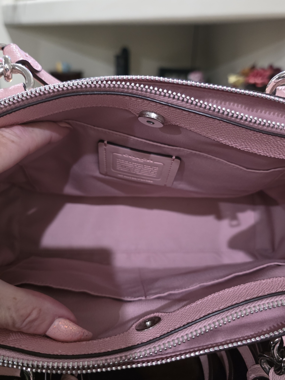 *SOLD* Coach Brooke Carryall Khaki Blush Signature Coated Canvas and Crossgrain - Picture 6 of 7